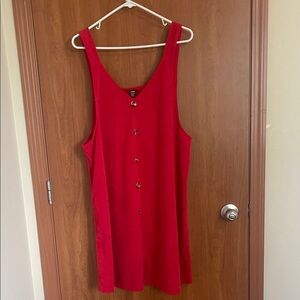 SHEIN Red Button-Front Tank Top